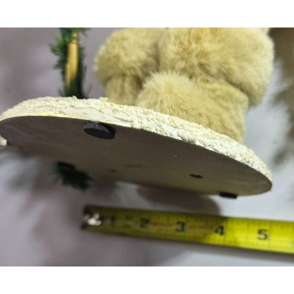 Vtg Santa Claus Figurine pulling sled Tina Mitchell Faux Fur Garland christmas - Picture 8 of 8